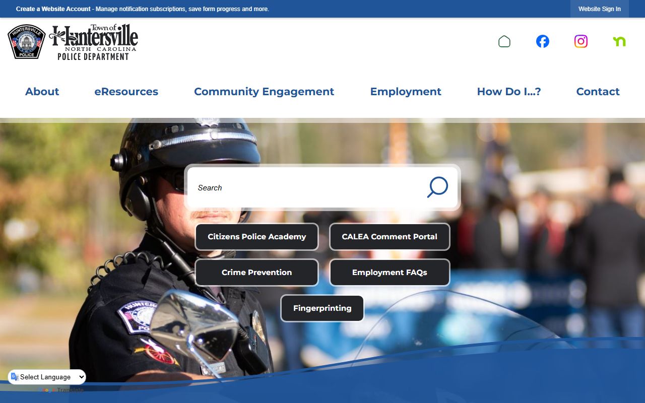 Huntersville Police Department office for Huntersville recent bookings