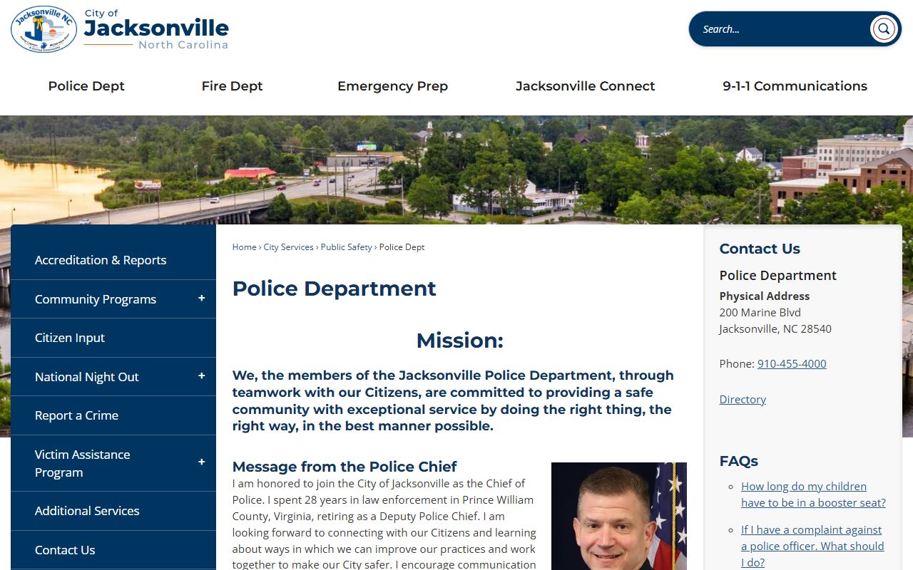 Jacksonville Police Department building and patrol units for Jacksonville recent bookings