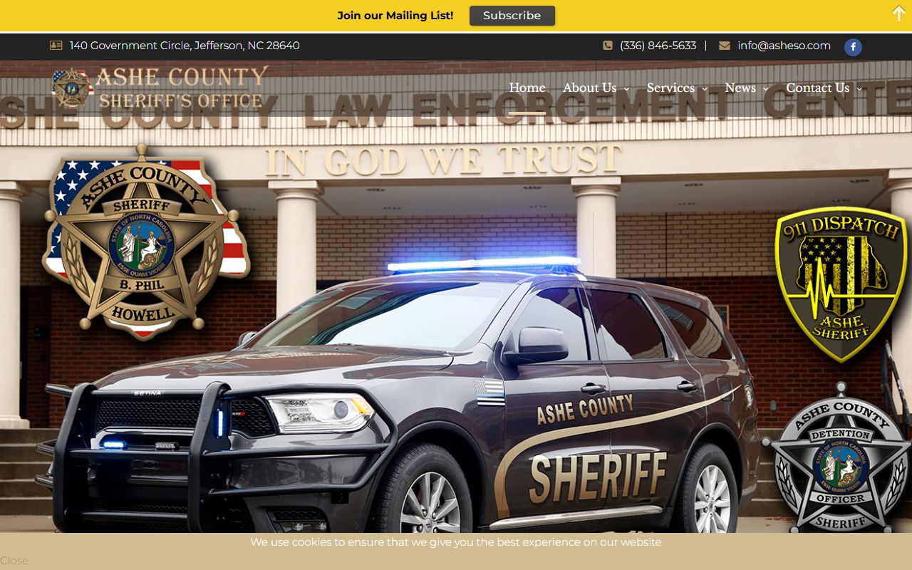 Ashe County Sheriff's Office in Jefferson NC handling recent bookings and arrest records