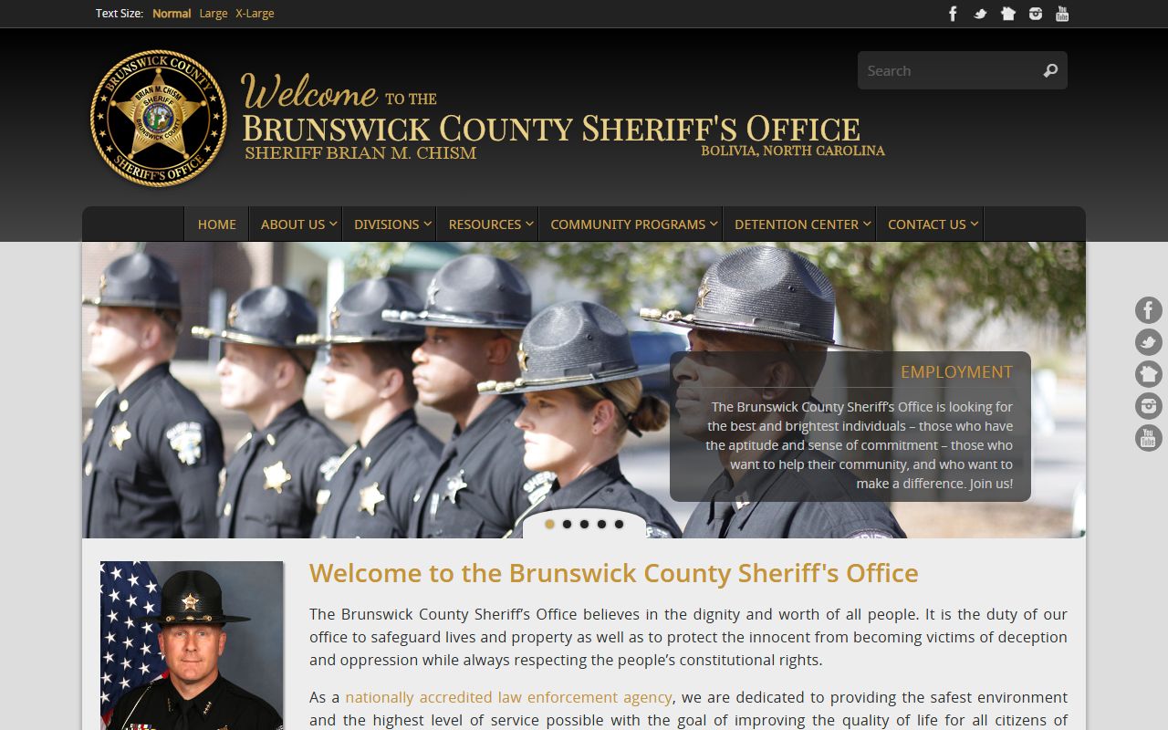 Brunswick County Sheriff's Office website for recent bookings and arrest records