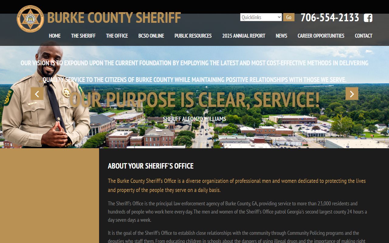 Burke County Sheriff's Office website for recent bookings and inmate search