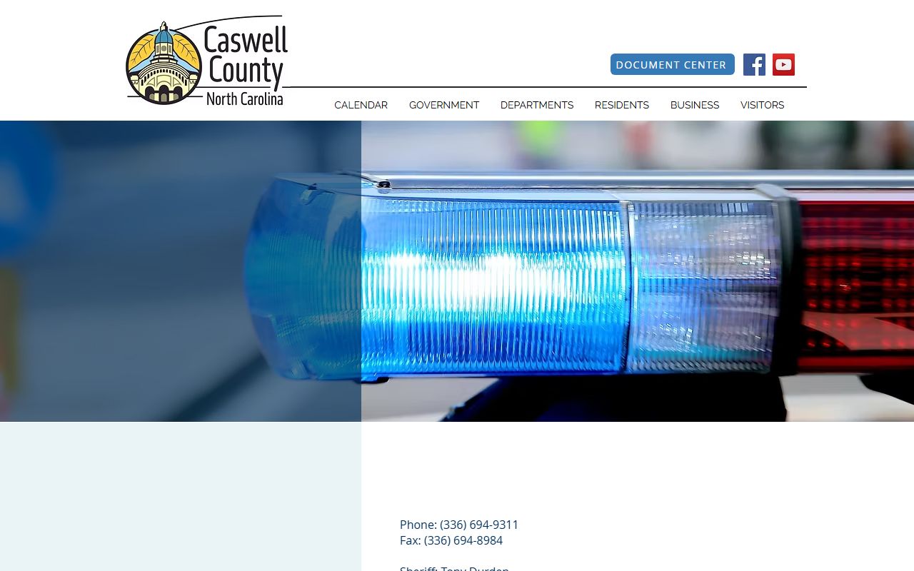 Caswell County Sheriff's Office page for recent bookings and public records