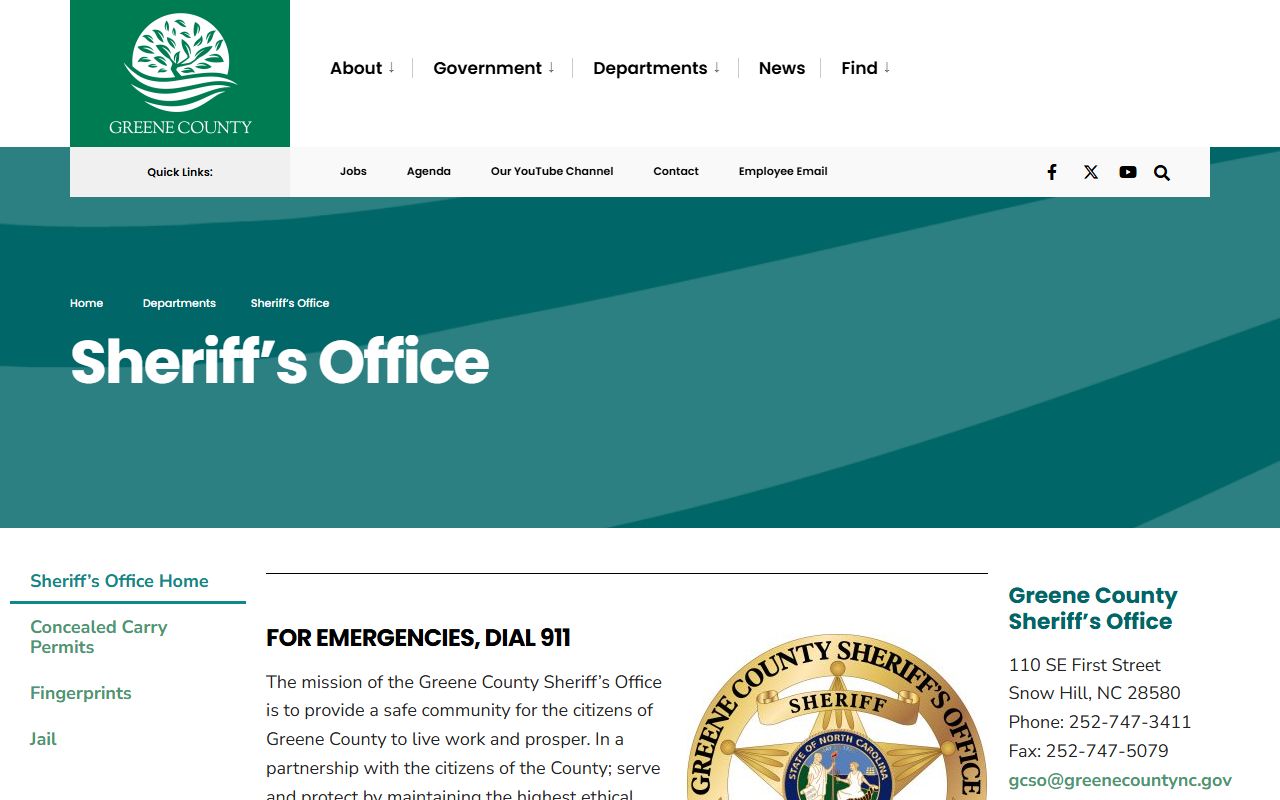 Greene County Sheriff's Office website for recent bookings and jail information