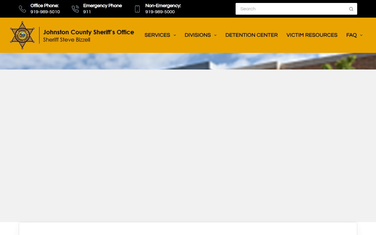 Johnston County Sheriff's Office building where recent bookings and arrest records are processed