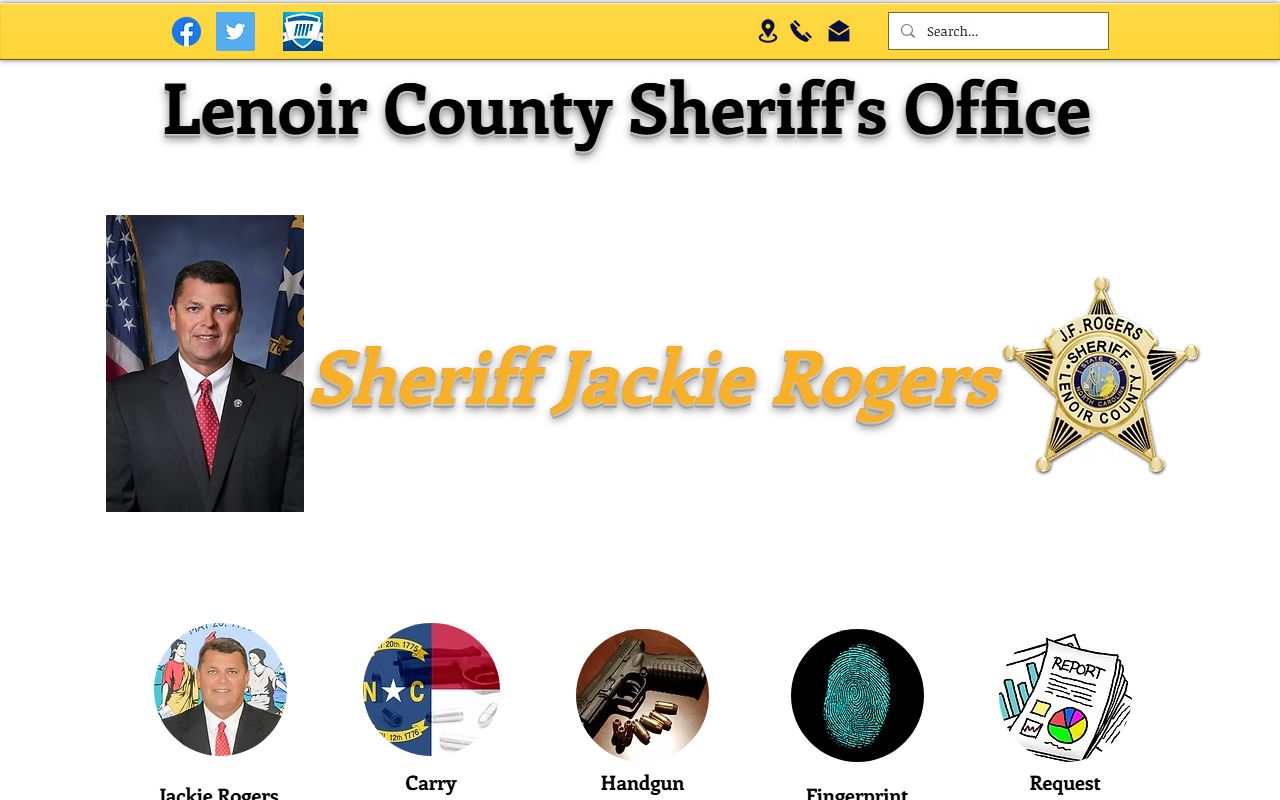Lenoir County Sheriff's Office website with jail and booking information for Kinston NC