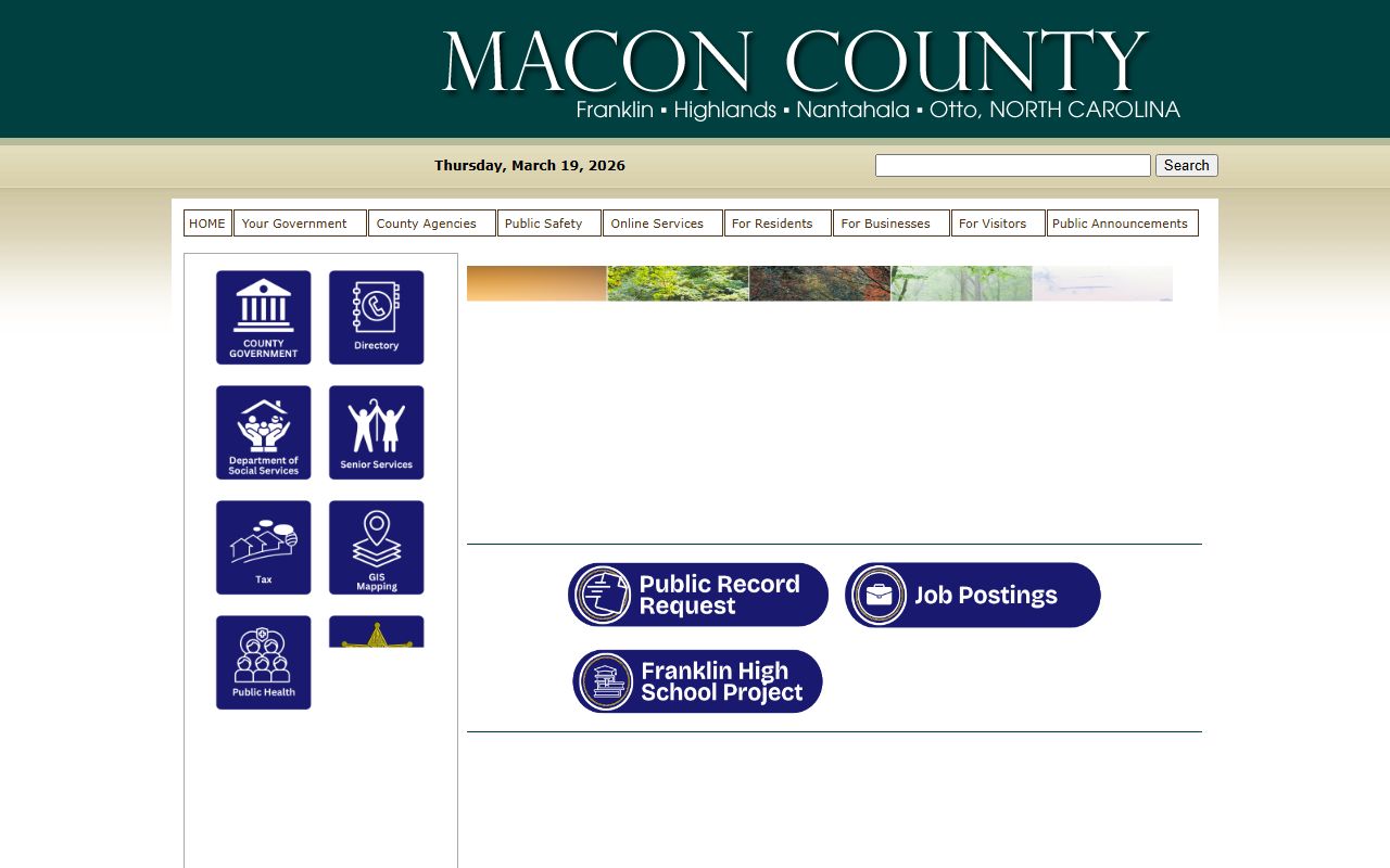 Macon County government website with links to the sheriff's office and jail booking records