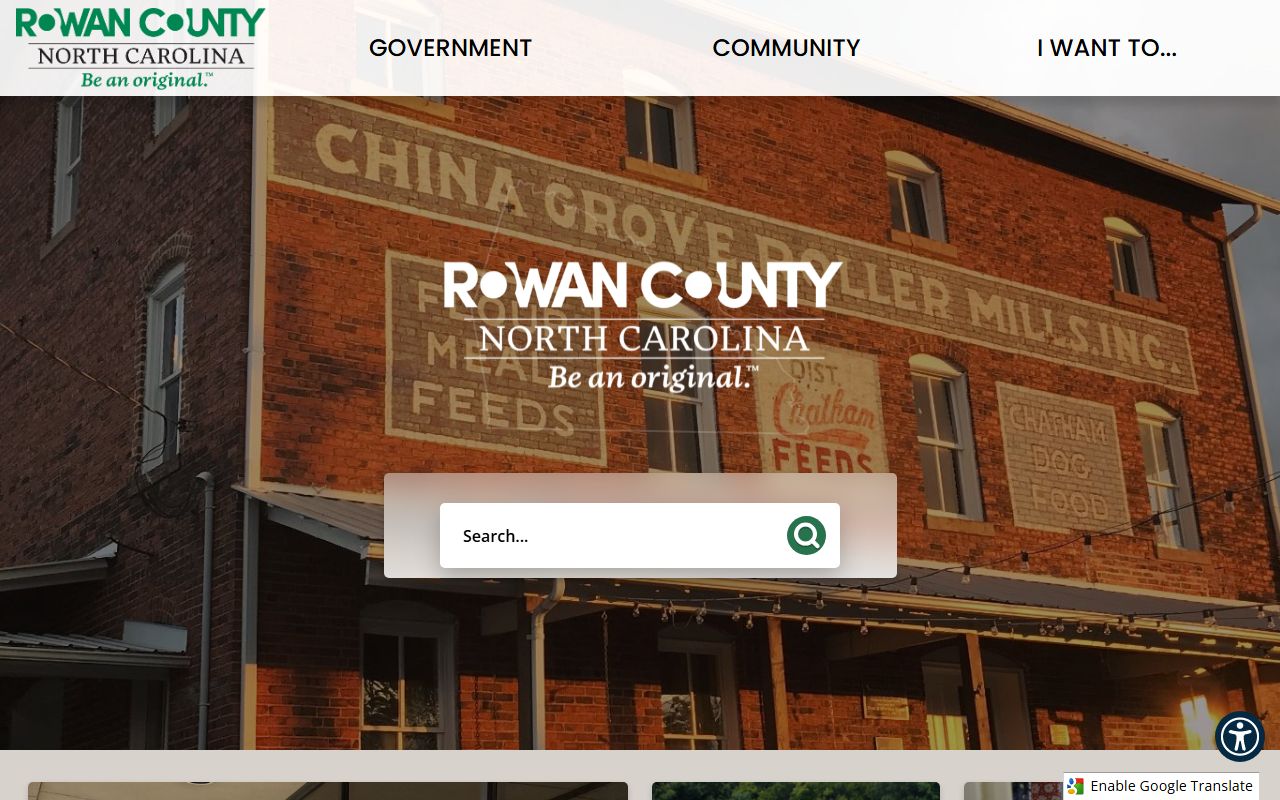 Rowan County Sheriff's Office website showing detention and public records services