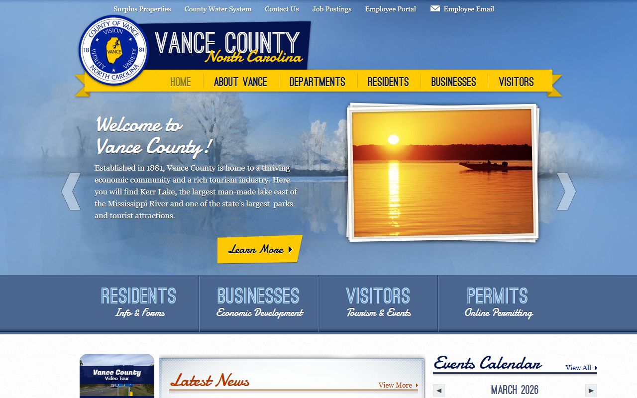 Vance County Sheriff's Office website showing recent bookings and jail information