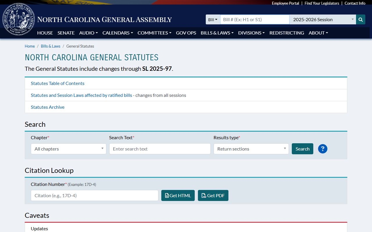 North Carolina General Statutes governing recent bookings public records